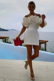 Charming White Strapless Off-the-shoulder Design A-line Short Strapless Homecoming Dress HZ1024