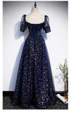 Navy Blue Tulle Simple Prom Dress, A-line Navy Blue Tulle Evening Dress HZ1024