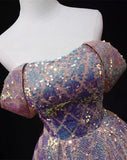 A-line Off Shoulder Sequins Long Prom Dress Party Dress, Sequins Evening Dress HZ1024