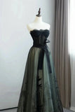 Lovely Green and Black Sweetheart Long Evening Dress, A-line Prom Dress Party Dress HZ1024
