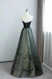 Lovely Green and Black Sweetheart Long Evening Dress, A-line Prom Dress Party Dress HZ1024