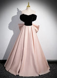 Off Shoulder A-line Pink Formal Dress Evening Dress, Pink Long Prom Dress HZ1024