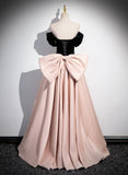 Off Shoulder A-line Pink Formal Dress Evening Dress, Pink Long Prom Dress HZ1024