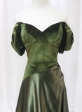 Green Velvet and Satin Off Shoulder Long Party Dress, Green Evening Dress Prom Dress HZ1024