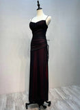 Black and Red Straps Long Evening Dreess, Black and Red Formal Dress Prom Dress HZ1024