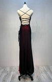Black and Red Straps Long Evening Dreess, Black and Red Formal Dress Prom Dress HZ1024