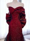 Elegant Black And Red Sweetheart Mermaid Long Prom Dress, Black And Red Evening Dress HZ1024