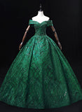 Ball Gown Sweetheart Tulle Floor Length Party Dress, Green Long Prom Dress Formal Gown HZ1024
