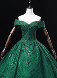 Ball Gown Sweetheart Tulle Floor Length Party Dress, Green Long Prom Dress Formal Gown HZ1024