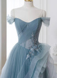 Blue Sweetheart Tulle Layers Long Formal Dress, Blue Long Party Dress Prom Dress HZ1024