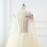 Light Champagne Off Shoulder Sweet 16 Dress, Champagne Tulle Long Formal Dress HZ1024