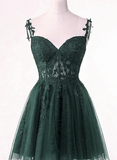 Green Tulle Short Party Dress Homecoming Dress, Green Tulle with Lace Prom Dress HZ1024
