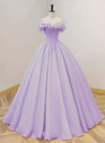 Lovely Off Shoulder Sweetheart Lavender Long Party Dress, Ball Gown Sweet 16 Dress HZ1024