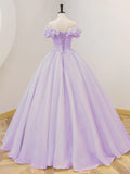 Lovely Off Shoulder Sweetheart Lavender Long Party Dress, Ball Gown Sweet 16 Dress HZ1024