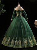 Off the Shoulder Dark Green Formal Dress, Dark Green Tulle Party Dress Evening Dress HZ1024