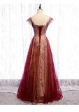 Gradient Wine Red Tulle Sweetheart A-Line Prom Dress, Charming Formal Dress HZ1024