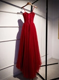 Red Sweetheart Simple A-line Tulle Prom Dress, Red Evening Dress Party Dress HZ1024