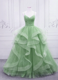 Light Green Tulle Long Formal Dress Party Dress, Green Layers Floor Length Formal Dress HZ1024