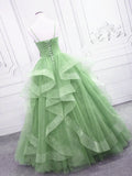 Light Green Tulle Long Formal Dress Party Dress, Green Layers Floor Length Formal Dress HZ1024