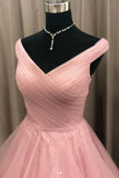 Pink Tulle Layers Long Formal Dress, Pink Tulle A-line Prom Dress HZ1024