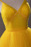 Light Yellow Layers Tulle Long Party Dress, High Low Yellow Formal Evening Dress HZ1024
