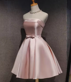 Blue Satin Knee Length Homecoming Dress, Blue Cute Short Party Dress HZ1024