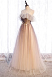 A-Line Long Spaghetti Strap Tulle Prom Dress, Ombre Evening Dress HZ1024