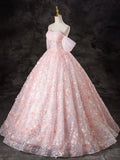 A-Line Pink Tulle Flowers Long Prom Dress, Beautiful Off the Shoulder Evening Party Dress HZ1024