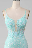 Sequins Light Green Sparkly Mermaid Prom Dress with Slit HZ1024
