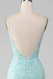 Sequins Light Green Sparkly Mermaid Prom Dress with Slit HZ1024