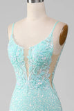 Sequins Light Green Sparkly Mermaid Prom Dress with Slit HZ1024