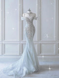 Vintage Mermaid Sequin Long Wedding Dresses HZ1024