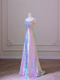 Purple Gradient Mermaid Style Straps Sparkling Long Evening Gowns HZ1024