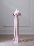 Pink Strapless Sleeveless Mermaid Sequin Beaded Floor Length Dress HZ1024