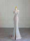 Gradient Mermaid Neckline Beaded Split Long Evening Dresses HZ1024