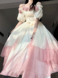 Sweetheart White Pink 3D Flower Strapless A-Line Tulle 16 Prom Dresses HZ1024