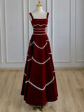 Chic Red Velvet A-Line Strapless Evening Dress HZ1024
