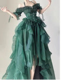 Green High Low Strapless Vintage Lolita Puffy Dress HZ1024