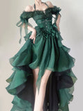 Green High Low Strapless Vintage Lolita Puffy Dress HZ1024