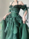 Green High Low Strapless Vintage Lolita Puffy Dress HZ1024