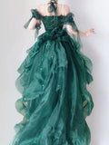 Green High Low Strapless Vintage Lolita Puffy Dress HZ1024