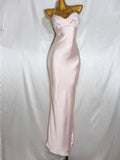 Pink A-Line Spaghetti Strap Simple Satin Long Prom Dresses HZ1024