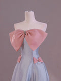 16th Girl Blue Strapless Bow Satin Princess Dresses HZ1024