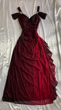 Burgundy A-Line Halter Mixed Color Chiffon Long Prom Dresses HZ1024