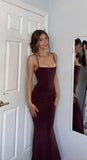 Burgundy Skinny Halter Long Prom Dresses HZ1024