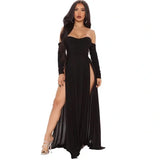 Chic Black Strapless Split Long Prom Dresses HZ1024