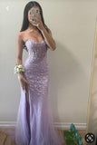 Purple Mermaid High Slit Tulle Sweetheart Neck Strapless Long Ball Gown HZ1024