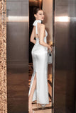 Vintage Ivory Mermaid Sleeveless Satin Backless Wedding Dress HZ1024