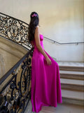 Sexy Pink Spaghetti Strap Satin Long Party Dress Prom Gown HZ1024