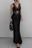 Sexy Black Lace Sleeveless Hollow Out Evening Gown Ball Gown HZ1024